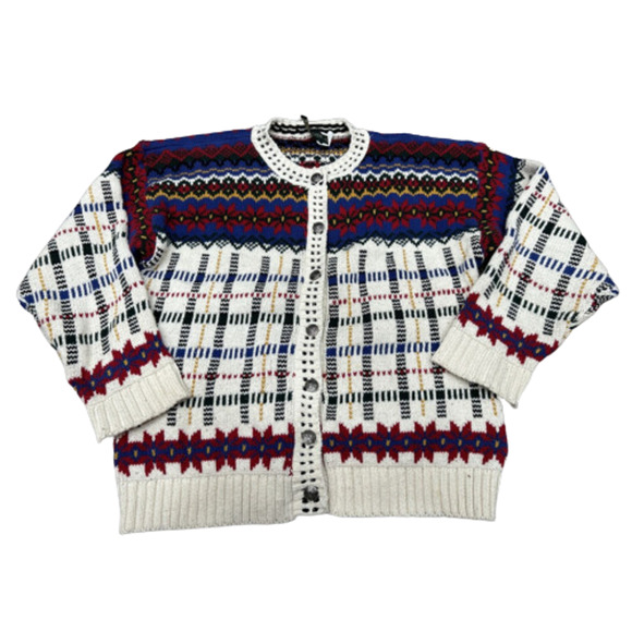 Bushwacker VINTAGE Size Large Chunky Knit 90’s Button Down Cardigan USA - Picture 1 of 11